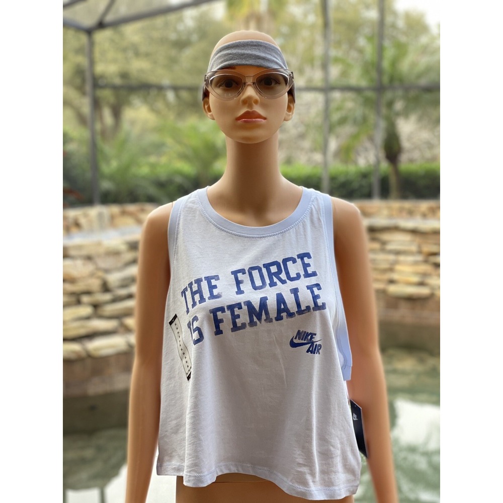 Nike Air "The Force Is Female" Crop Tank Women's XL Blue New with Tags